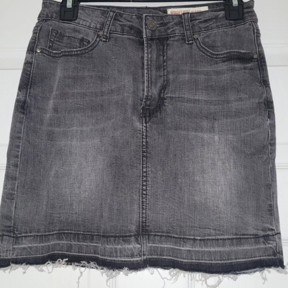 Women's/ Juniors Wishlist Brand Faded Black Denim Mini Skirt Size S Small